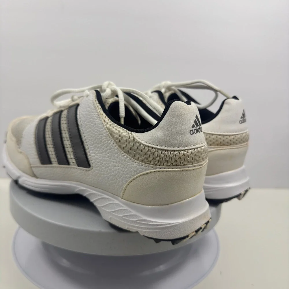 Adidas Traxion Golf Shoes White Gray Spikeless Lace Up Athletic Mens 7.5‎